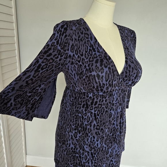 Soma Purple‎ Cheetah Print Babydoll Tunic Top Women's M Mobwife Loungewear Y2K - Picture 4 of 15